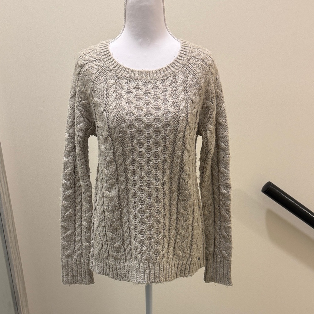 American Eagle Outfitters Beige Cable Knit Sweater